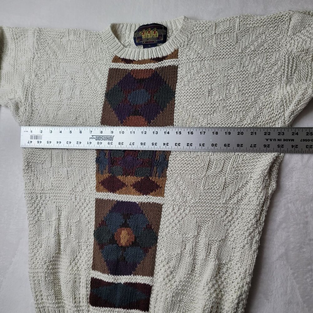 VTG 90's Ralph Lauren Chaps Scout Men's White Knit Linen/Cotton Sweater Size XL - Picture 4 of 7